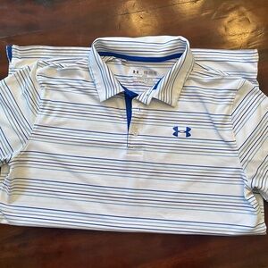 Under Armour Youth XL Blue Striped Polo Shirt
